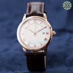 Swiss Replica Patek Philippe Calatrava White Dial Rose Gold Bezel Watch